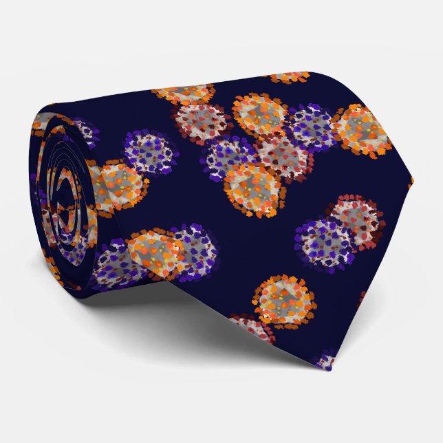 Cravate Virus en violet, rouge et orange (Roulé)