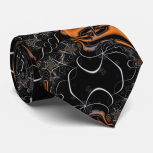 Cravate Voici Halloween   Art fractal noir et orange