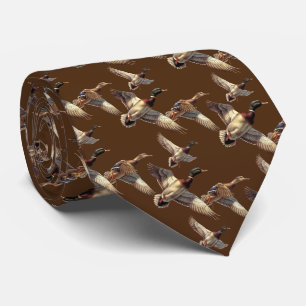 Cravate Vol de canards-colverts sur Brown