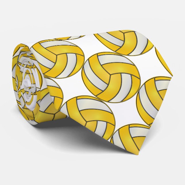 Cravate Volley-ball sportif jaune et blanc (Roulé)