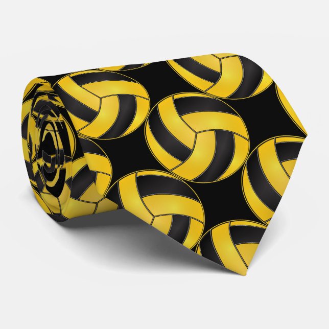 Cravate Volley-ball sportif jaune et noir (Roulé)