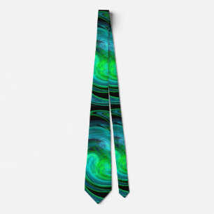 Cravate VORTEL FRACTAL LÉGER PSYCHÉDÉLIQUE, Bleu Noir Vert