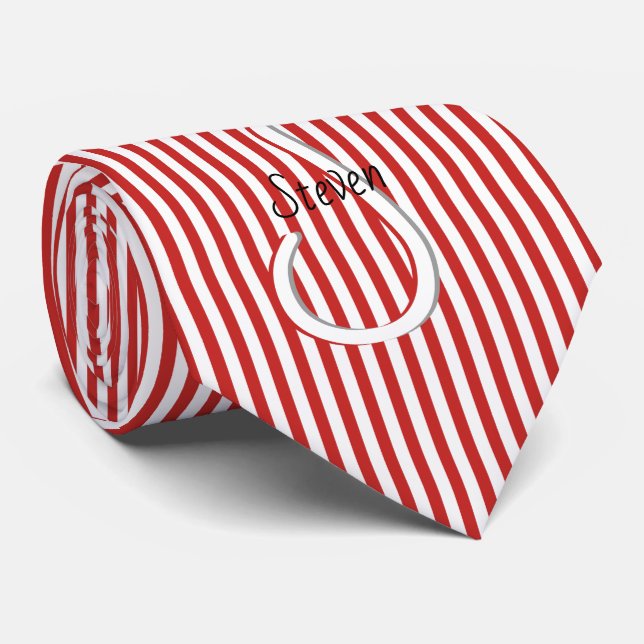 Cravate Votre motif simple rouge/blanc initial de rayures (Roulé)