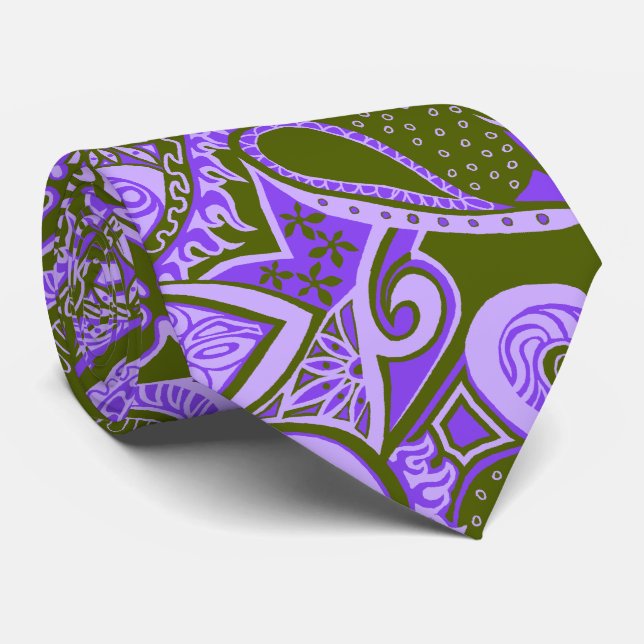 Cravate Voyage d'onde Floral Paisley Imprimé à deux côtés (Roulé)