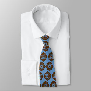 Cravate Wallstreet Hibiscus Foulard Peri & Brown à deux fa