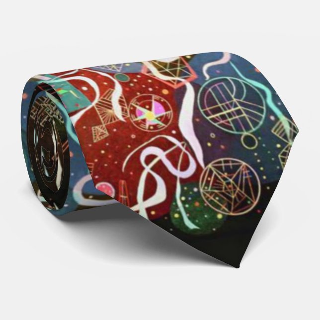Cravate Wassily Kandinsky Mouvement I Cercles Carré (Roulé)