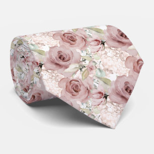Cravate Watercolor Dusty Roses Hydrangeas DIY background
