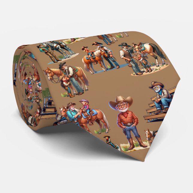 Cravate Western Cowboy Papa Grand-pa Enseigner aux enfants (Roulé)