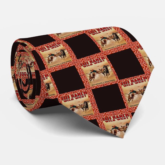 Cravate Western Necktie 101 Ranch Cowboy Steer Wrestler (Roulé)