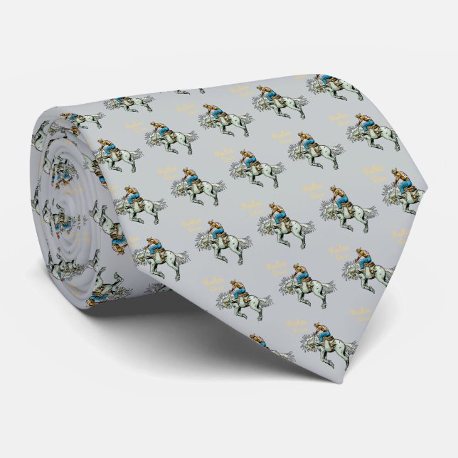 Cravate Western Rodeo Bronc Rider Mens Necktie (Roulé)