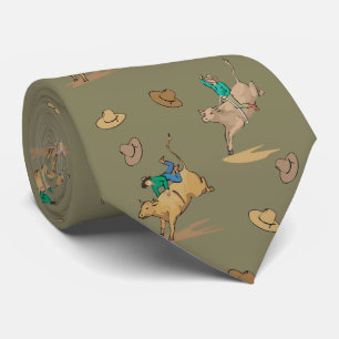 Cravate Western Rodeo Bull Riders And Cowboy Hats Necktie