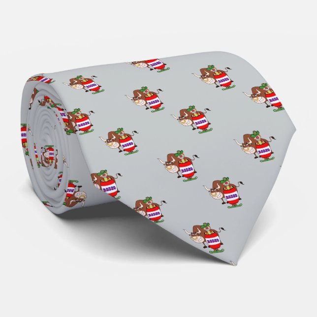 Cravate Western Rodeo Clown en tonneau et Bull Petite impr (Roulé)