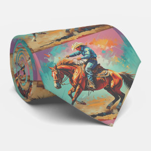Cravate Western Rodeo Cowboy sur cheval qui est Bucking