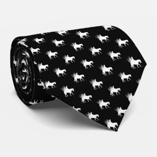 Cravate Western Saddle Black & White Cowgirl Motif