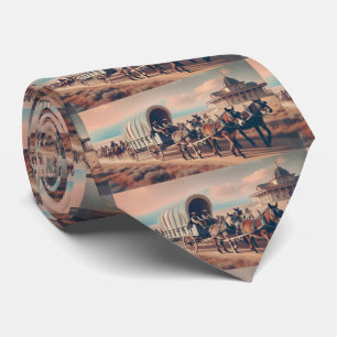 Cravate Western Trail Ride Cowboys Wagons Look Vintage