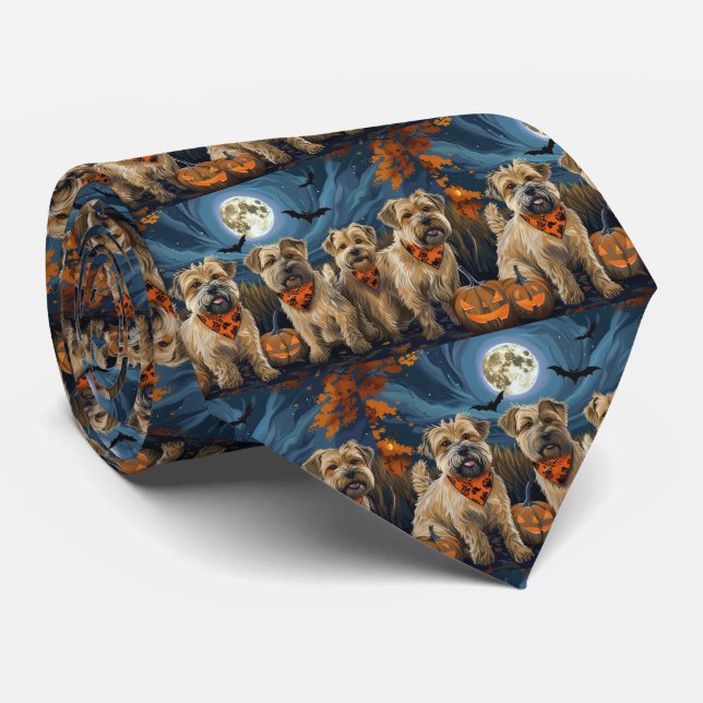 Cravate Wheaten Terrier Halloween Éffrayant (Roulé)