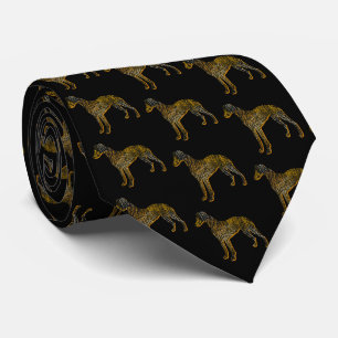 Cravate Whippet Italien Gris Silhouette Halloween Noir