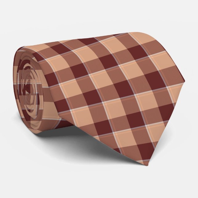 Cravate Whiskey and Livid Brown Plaid Neck Tie (Roulé)