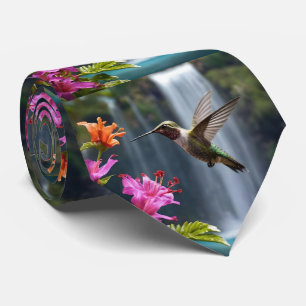 Cravate "Whispers of Nature : Hummingbird, Cascade,