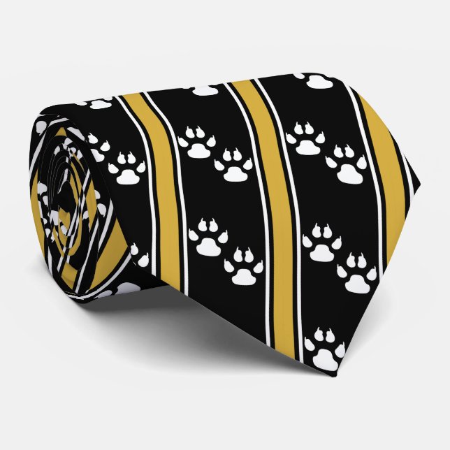 Cravate White Animal Paw Claw Prints Team Sports Necktie (Roulé)