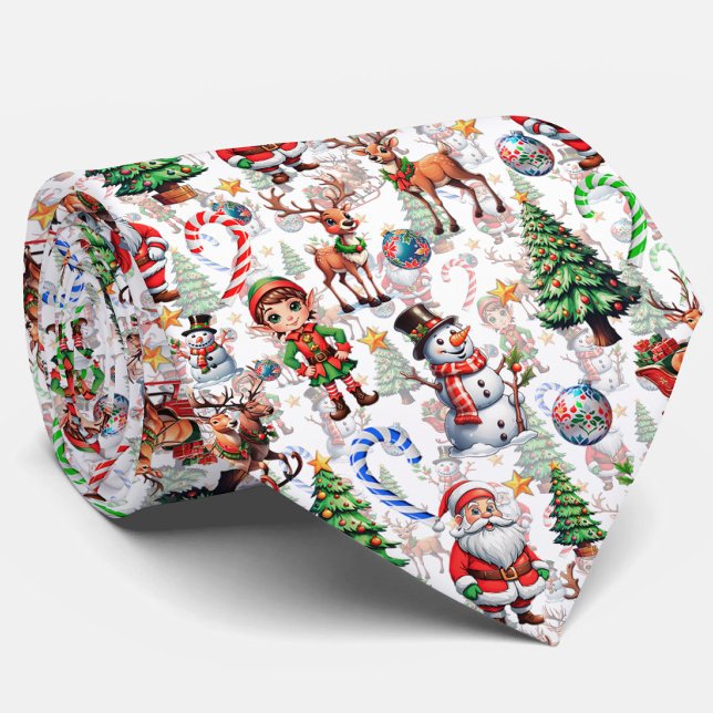 Cravate White Background Christmas Decorative Pattern (Créateur téléchargé)