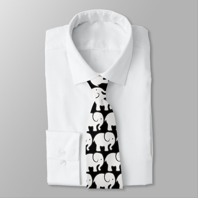 Cravate White Elephants Design Necktie (Attaché)