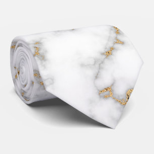 Cravate White Marble Grey and Gold Veining Wedding