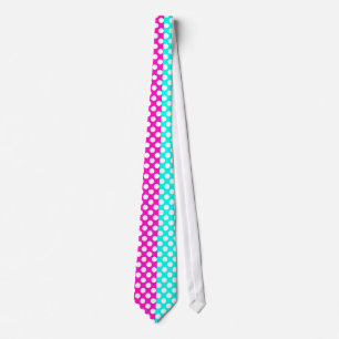 Cravate White, Pink et Blue Polka Dot