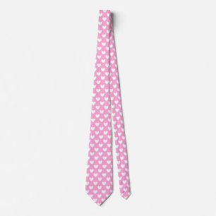 Cravate White polka hearts on Cotton Candy Pink