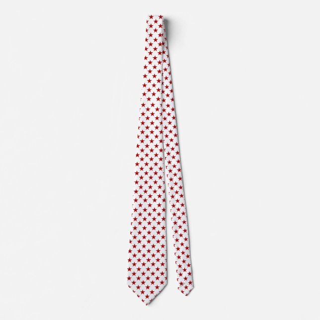 Cravate White Red Star Motif travail, diplôme, cadeau (Devant)