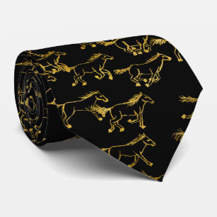 Cravate Wild Horses Black and Gold Neck Tie