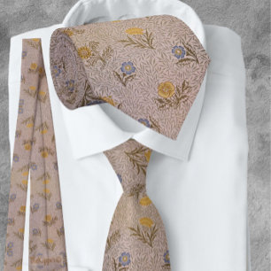 Cravate William * Morris Fleurs en Poudre Beige