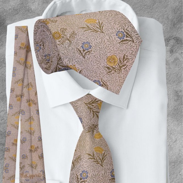Cravate William * Morris Fleurs en Poudre Beige (Créateur téléchargé)
