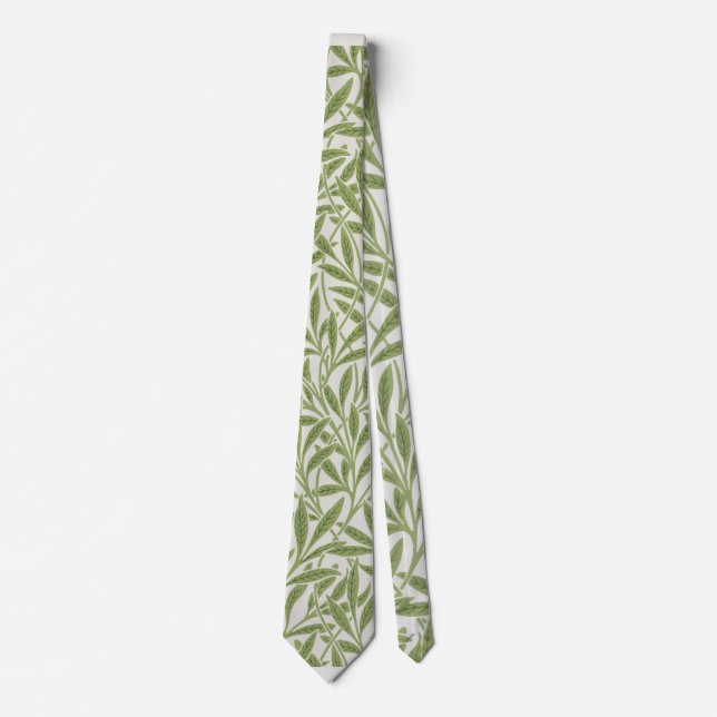 Cravate William Morris Green Floral Botanical Pattern (Devant)