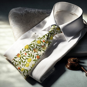 Cravate William Morris Grenade Citron Fruits Jaunes