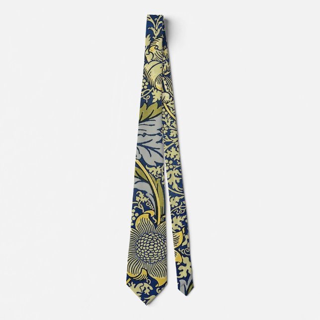 Cravate William Morris Kennet Fond d'écran Floral Bleu (Devant)