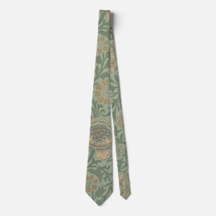 Cravate William Morris motif floral Grafton vert sauge