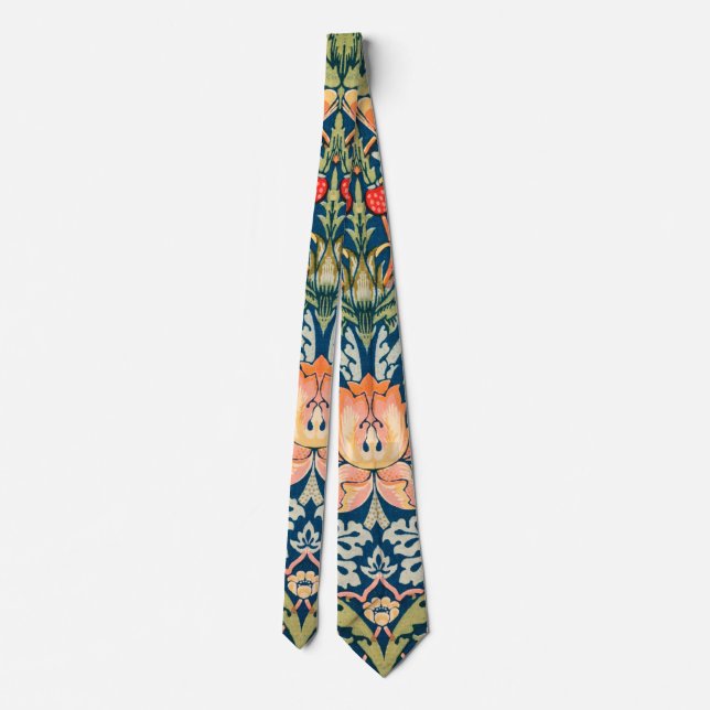 Cravate William Morris Strawberry Thief Motif floral (Dos)