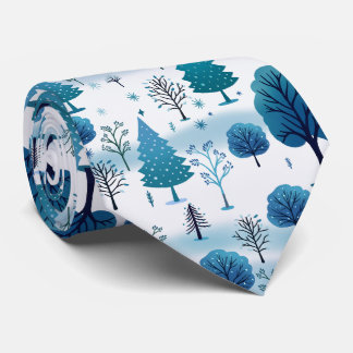 Cravate Wonderland d'hiver bleu et blanc
