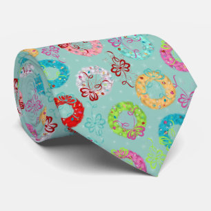 Cravate Wreath rétro - Noël Turquoise