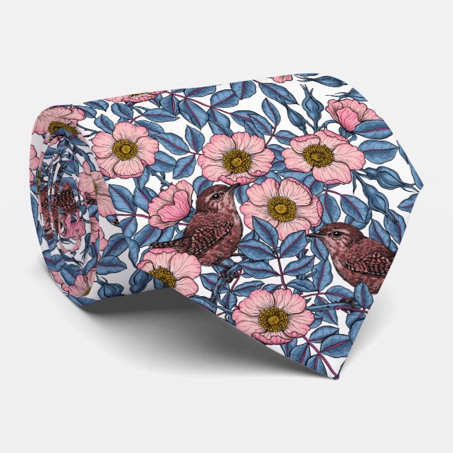 Cravate Wrens en rose (Roulé)