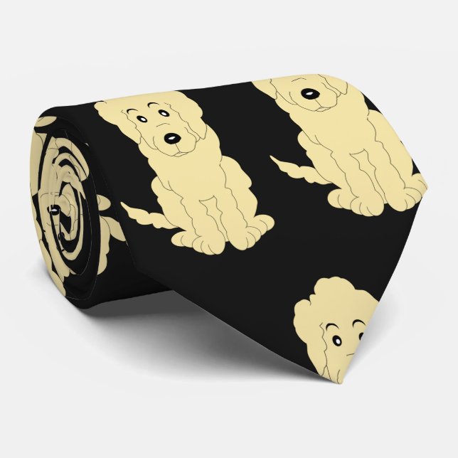 Cravate Yellow Goldendoodle Design Any Colour Background (Roulé)