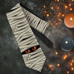 Cravate Yeux de Momie Halloween Orange ID685