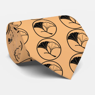 Cravate Yin and yang ginkgo leaves dans threadlike ring