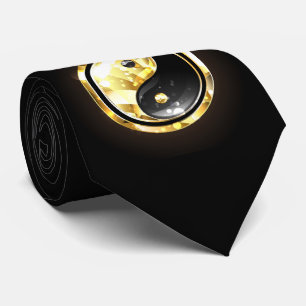 Cravate Yin Yang or sur noir