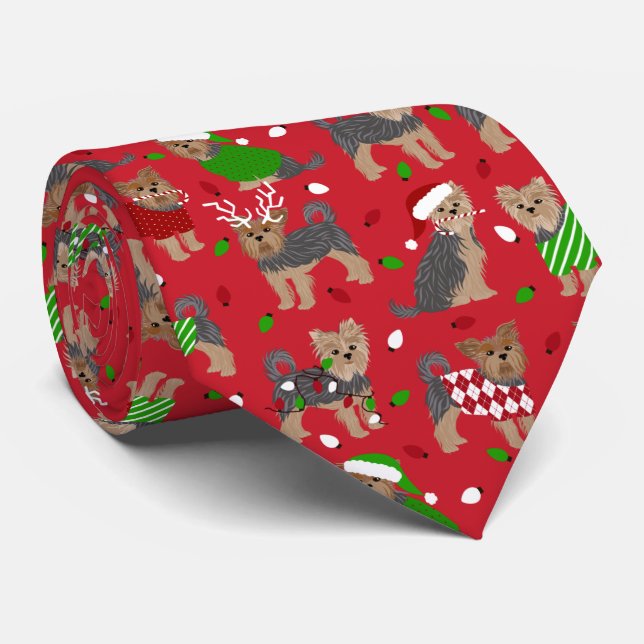 Cravate Yorkie Christmas Yorkshire Terrier Dog (Roulé)