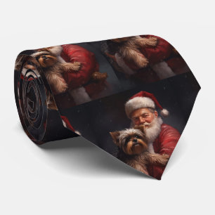 Cravate Yorkshire Terrier Santa Claus Festive Noël