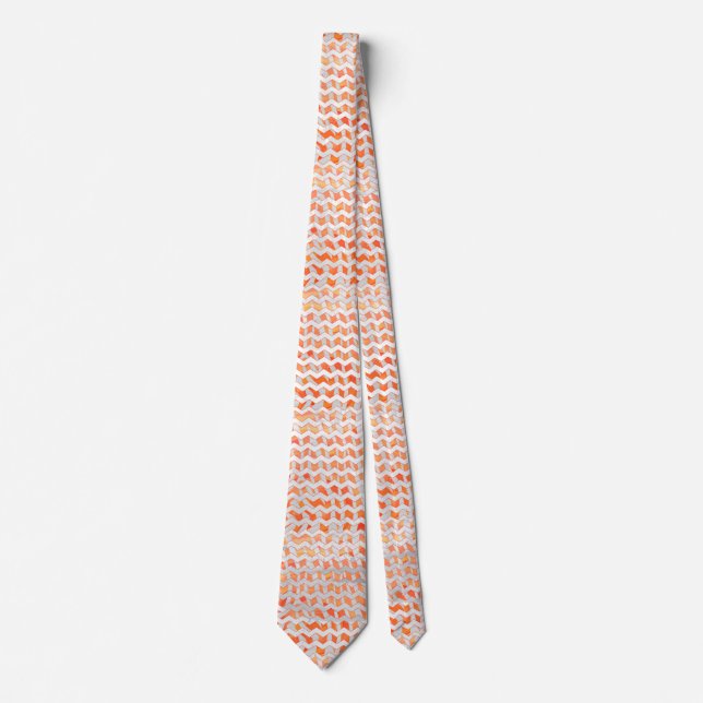 Cravate Zebra Chevron orange et blanc (Devant)