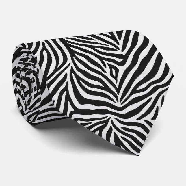 Cravate Zebra Print Classic Black & White (Roulé)