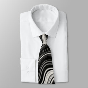 Cravate Zèbre noir et blanc Wavy Abstraction